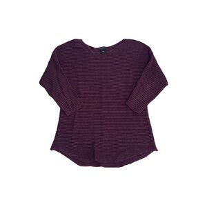 Ann Taylor Deep Purple Knit Three-Quarter Length Sleeve Top (Size S)